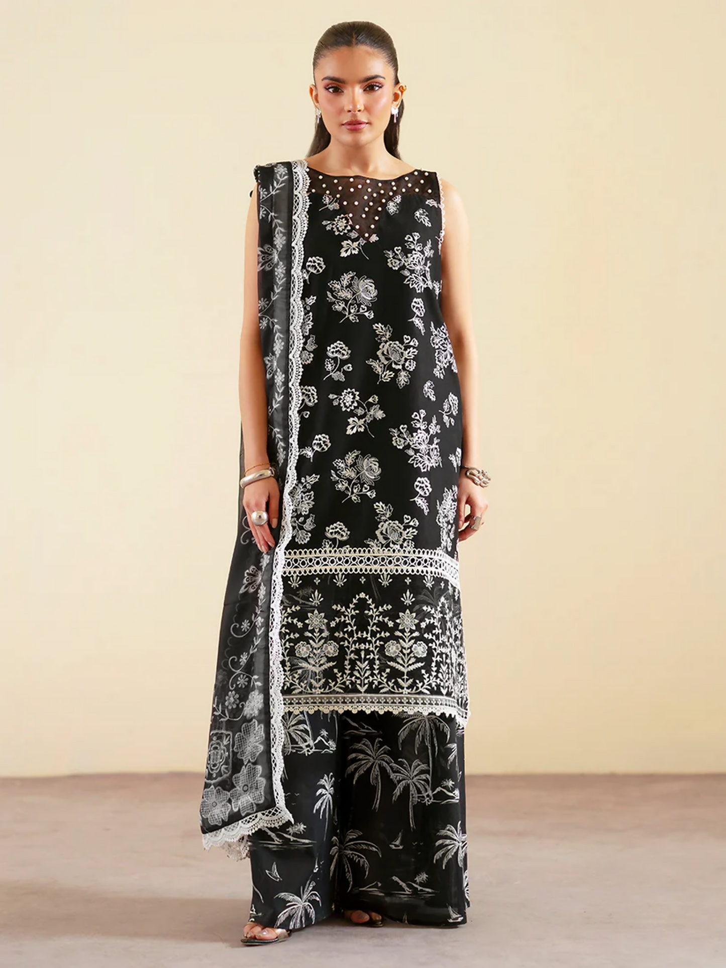 Mahnur Ember Lawn Embroidered Unstitched 3-Piece Suit-EM-003