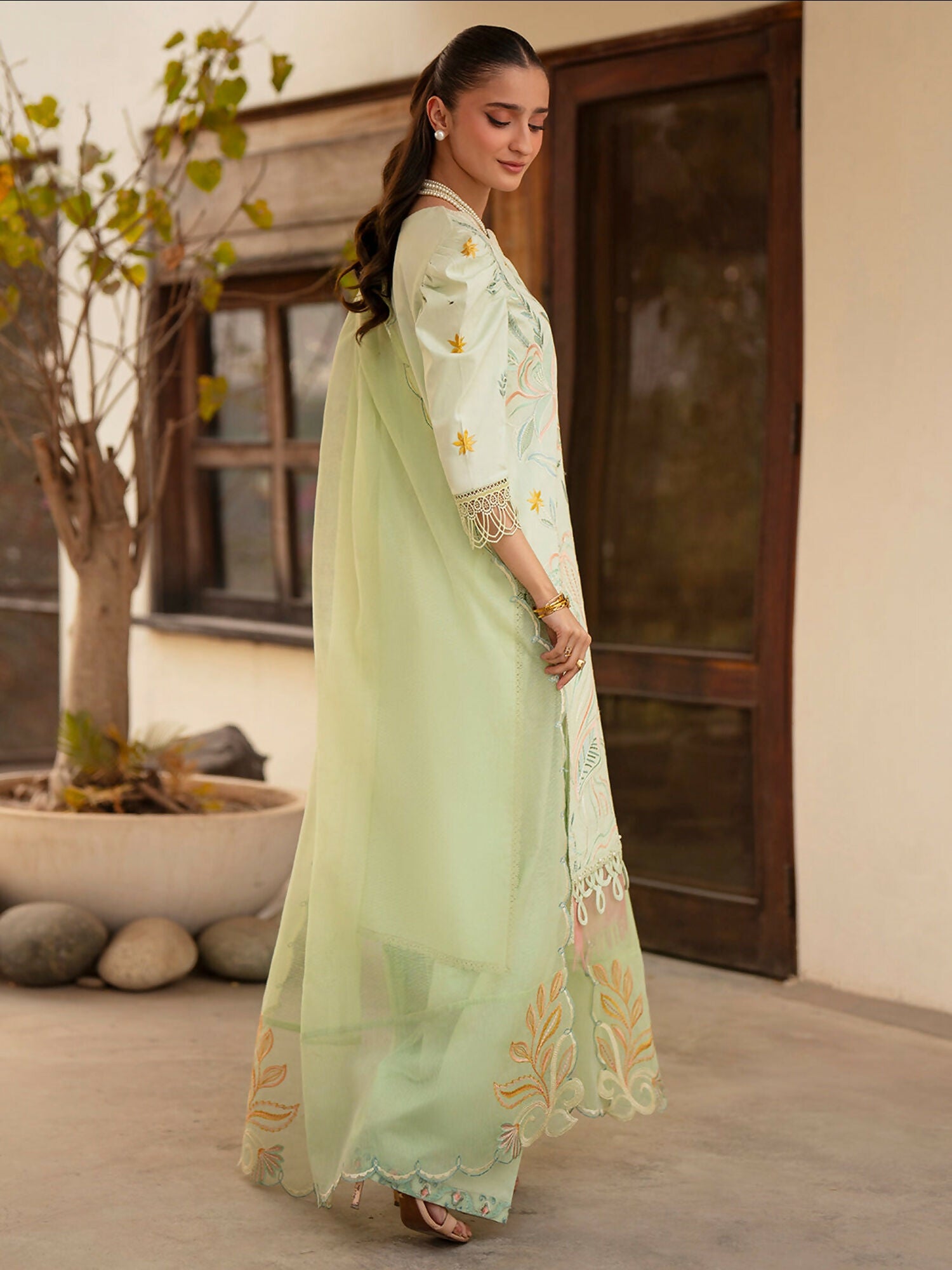 Mahnur Angan Lawn'26 Embroidered Stitched 3-Piece Suit-AN-012