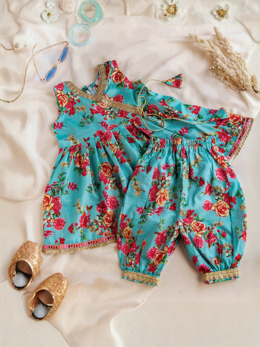 Kidoz Kloset Cotton Printed Stitched 2-Piece Suit-Blue Hues