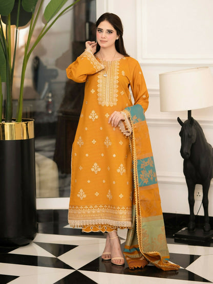 Zeephire Dhanak Embroidered Stitched 3-Piece Suit-Ifra