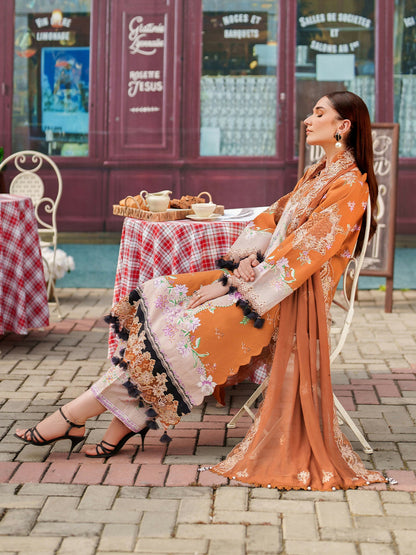 Parishay Ivy Bloom Viscose Embroidered Stitched 3-Piece Suit-IW-12