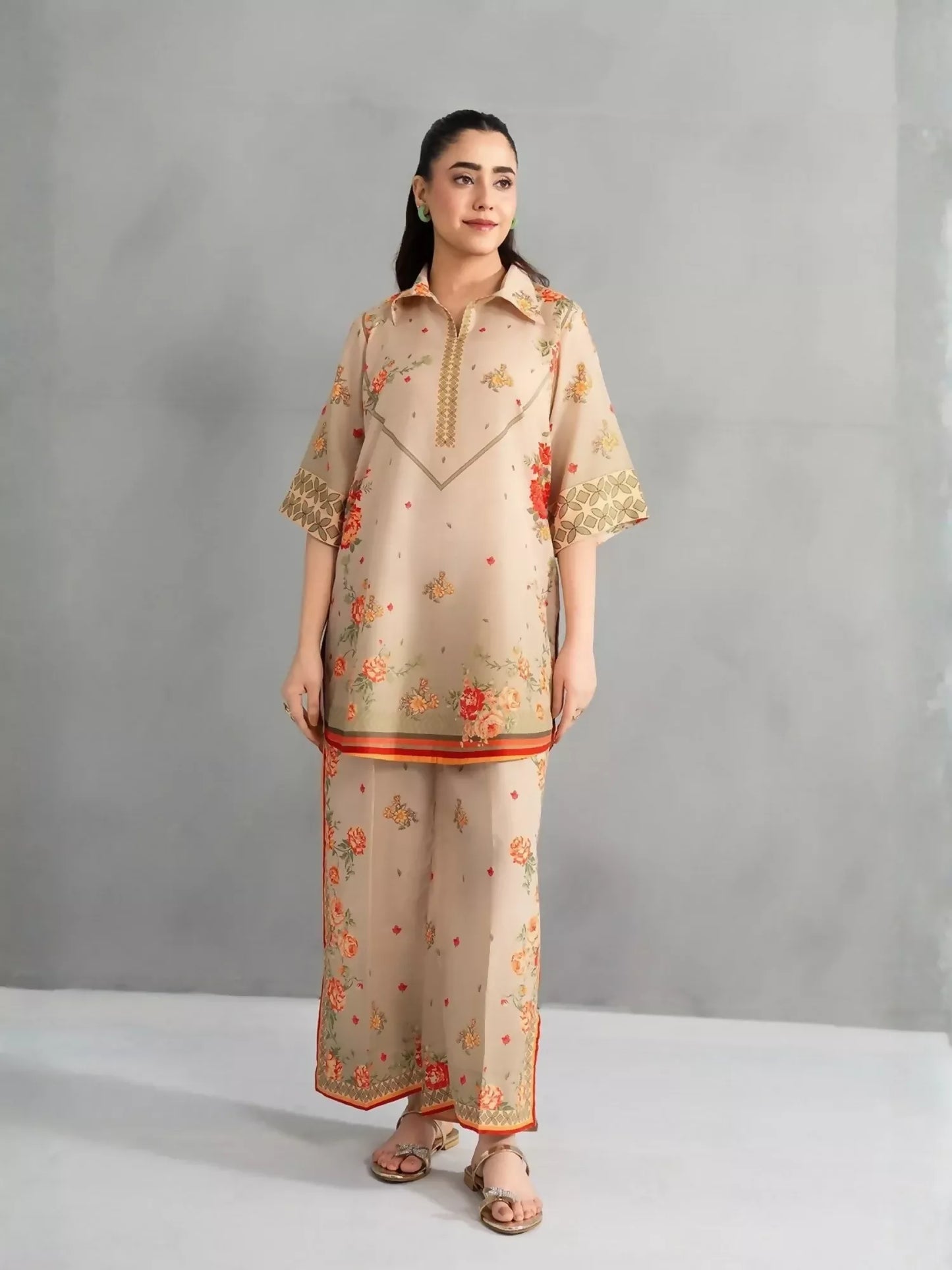 Panache Apparel Dear Summer Silk Lawn Printed Co-Ord Set-Verdant