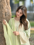 Tawakal Closet Linen Embroidered Stitched 3-Piece Suit-Pistachio