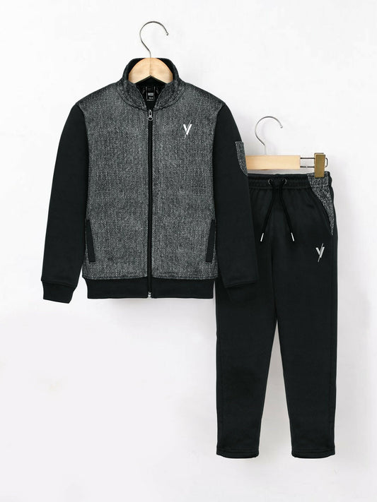 Black and Grey Velvour Winter Tracksuit-#VWT33-B