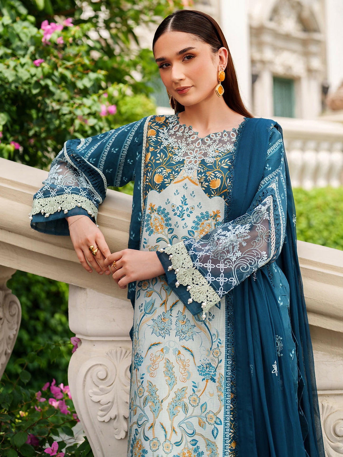 Parishay Ivy Bloom Viscose Embroidered Stitched 3-Piece Suit-IW-04