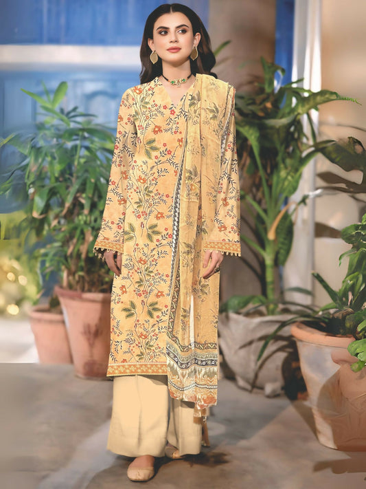 Cross Sketch Lawn Printed Unstitched 2-Piece Suit-Warda