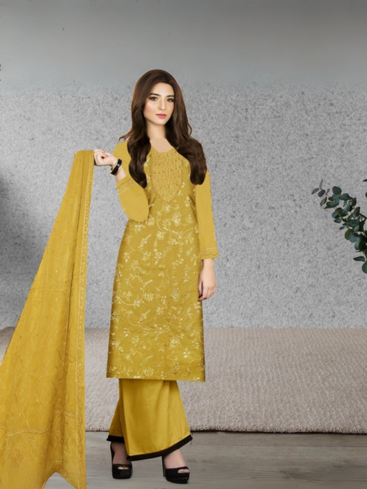 Funky's Embroidered Unstitched 3-Piece Suit-14997