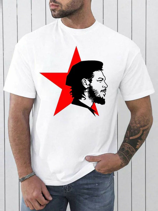 White Jupiter Printed Che Guevara Graphic Tee-Shirt-14449