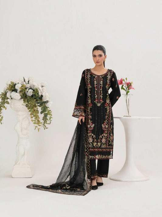 Stylish Collection Saya Pret Cotton Embroidered 3-Piece Suit-Aroosh