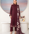 Panache Apparel Winter Basics Linen Embroidered Stitched Suit-Plum Royale