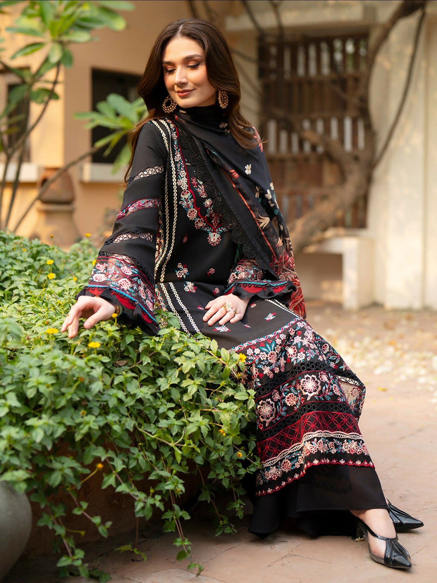 Mahnur Angan Lawn'26 Embroidered Stitched 3-Piece Suit-AN-007