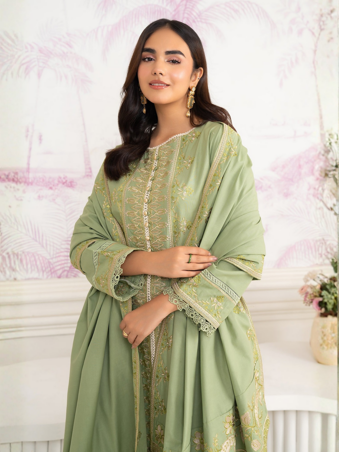 Panache Apparel Winter Whisper Khaddar Embroidered Stitched 3-Piece Suit-Subtle