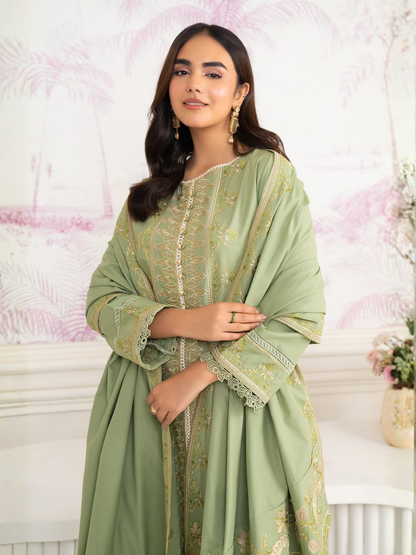 Panache Apparel Winter Whisper Khaddar Embroidered Stitched 3-Piece Suit-Subtle