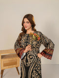Stylish Collection Velvet Vogue Printed Co-Ord Set-Black Bloom