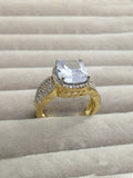 H&A Jewellery 18K Gold Polished Cushion-Cut Zircon Solitaire Ring