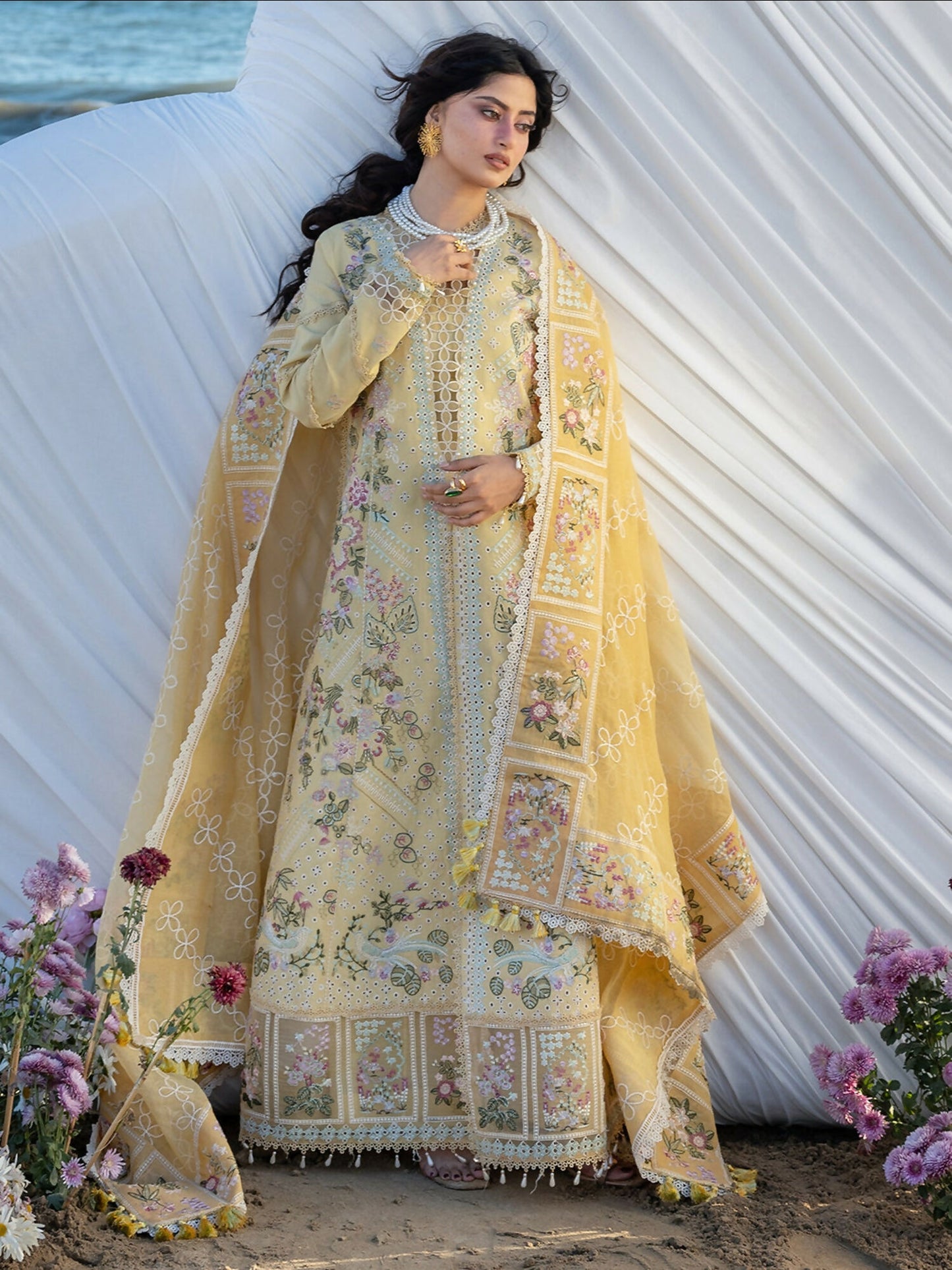 Mahnur Sirene Luxury Lawn'26 Embroidered Unstitched 3-Piece Suit-S-02