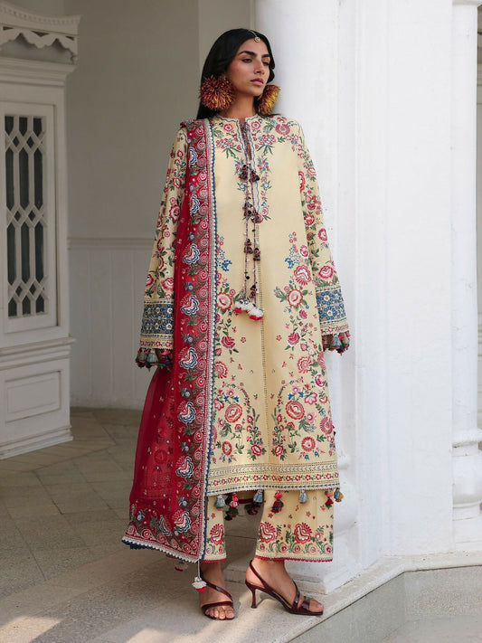 Hussain Rehar Luxury Lawn'26 Eid Edit Embroidered Unstitched 3-Piece Suit-Zubdah