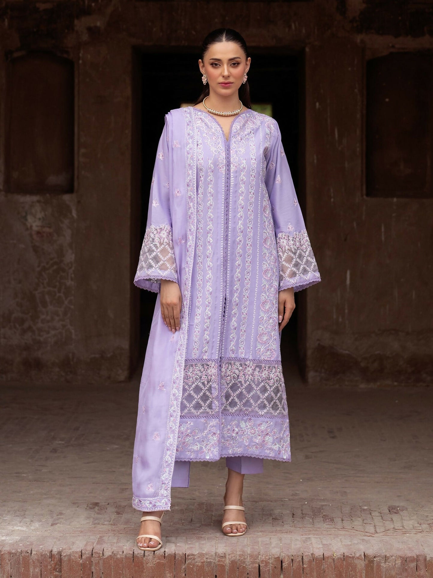 Panache Apparel Rang-e-Bahar Lawn Embroidered Stitched Suit-Zauar