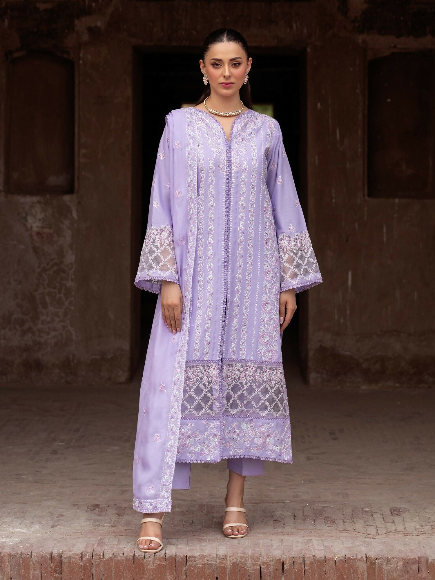 Panache Apparel Rang-e-Bahar Lawn Embroidered Stitched Suit-Zauar