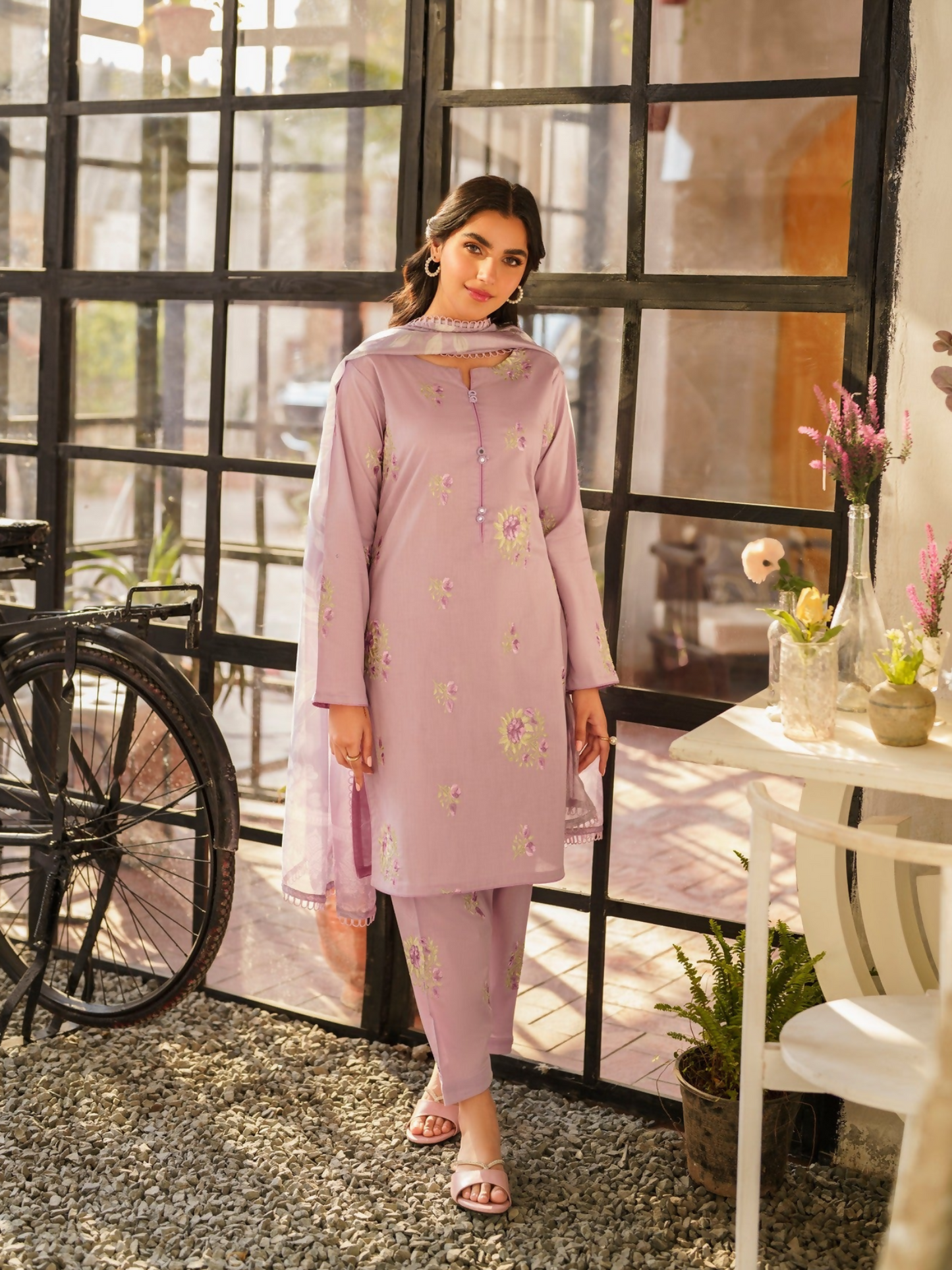 Panache Apparel Daily Essentials RTW Lawn Embroidered Stitched Suit-lilac