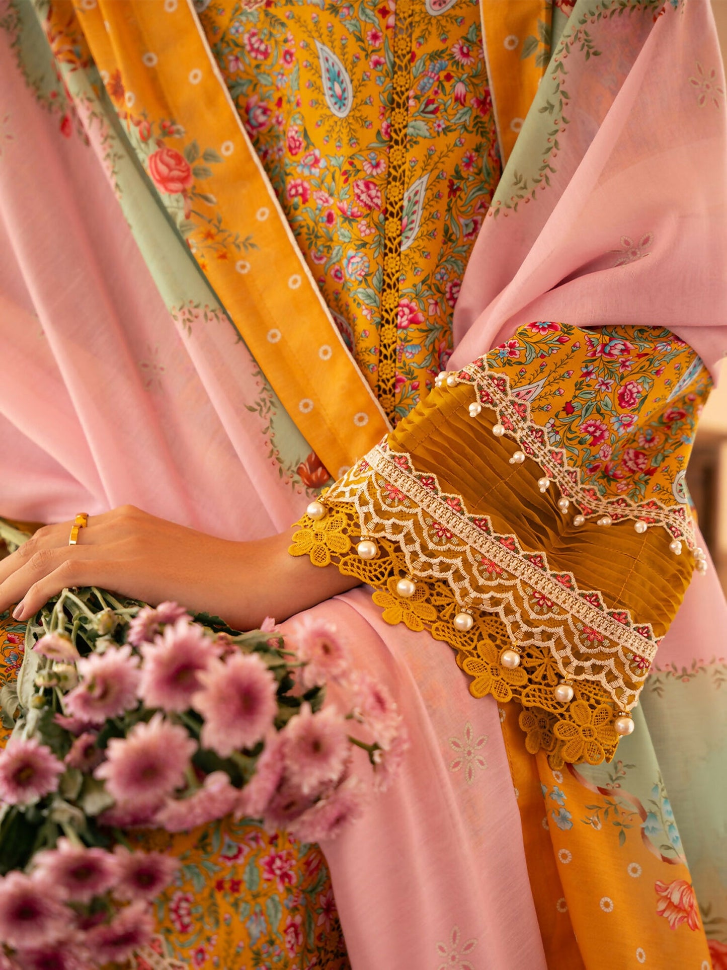 Binilyas Hazel Printed Embroidered Lawn Unstitched 3-Piece Suit-2072 - B