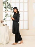 Stylish Collection Aaraish Linen Embroidered Co-Ord Set-Black Ringles