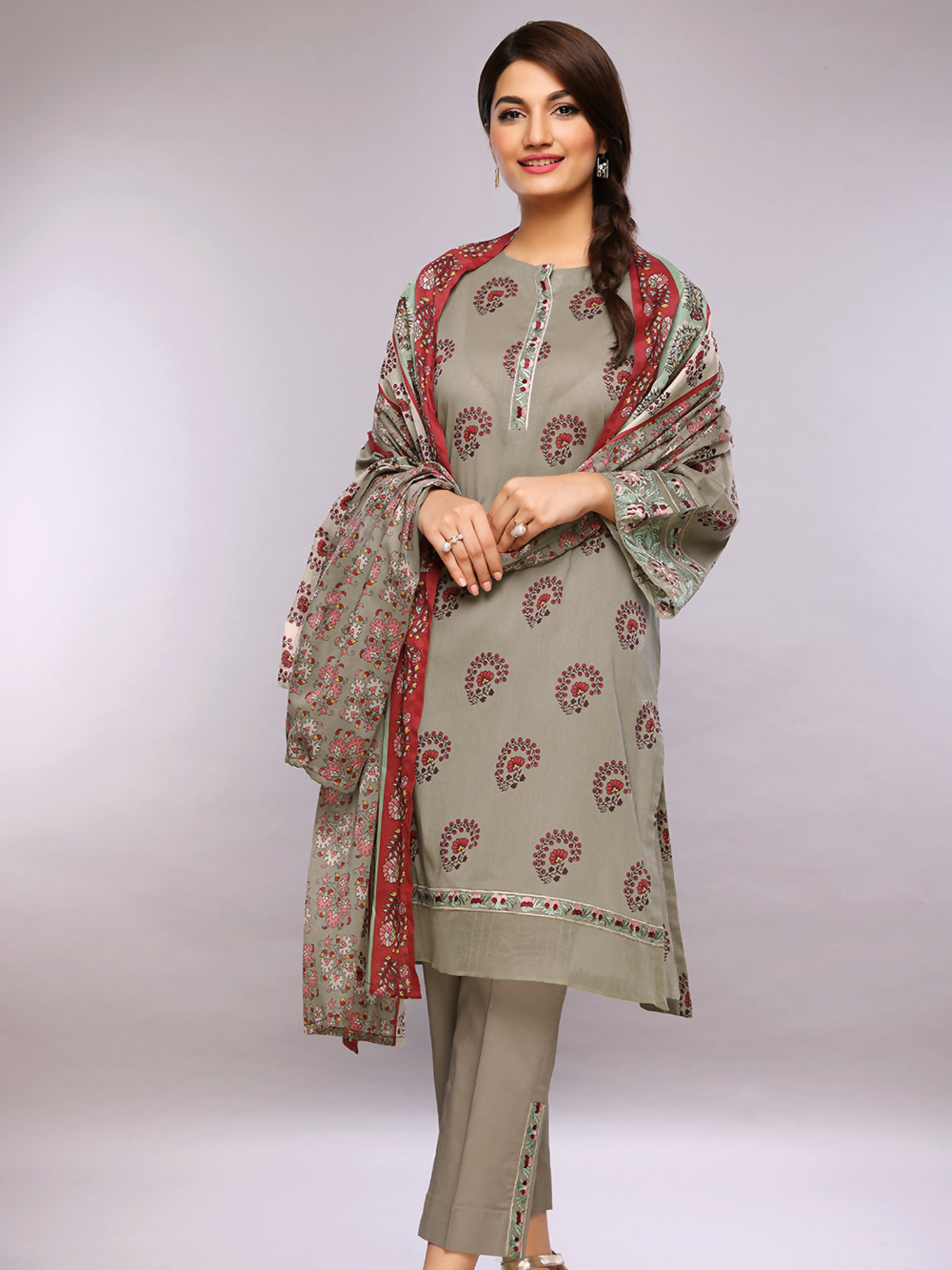 Nishat Lawn Embroidered Unstitched 3-Piece Suit-42201804-R