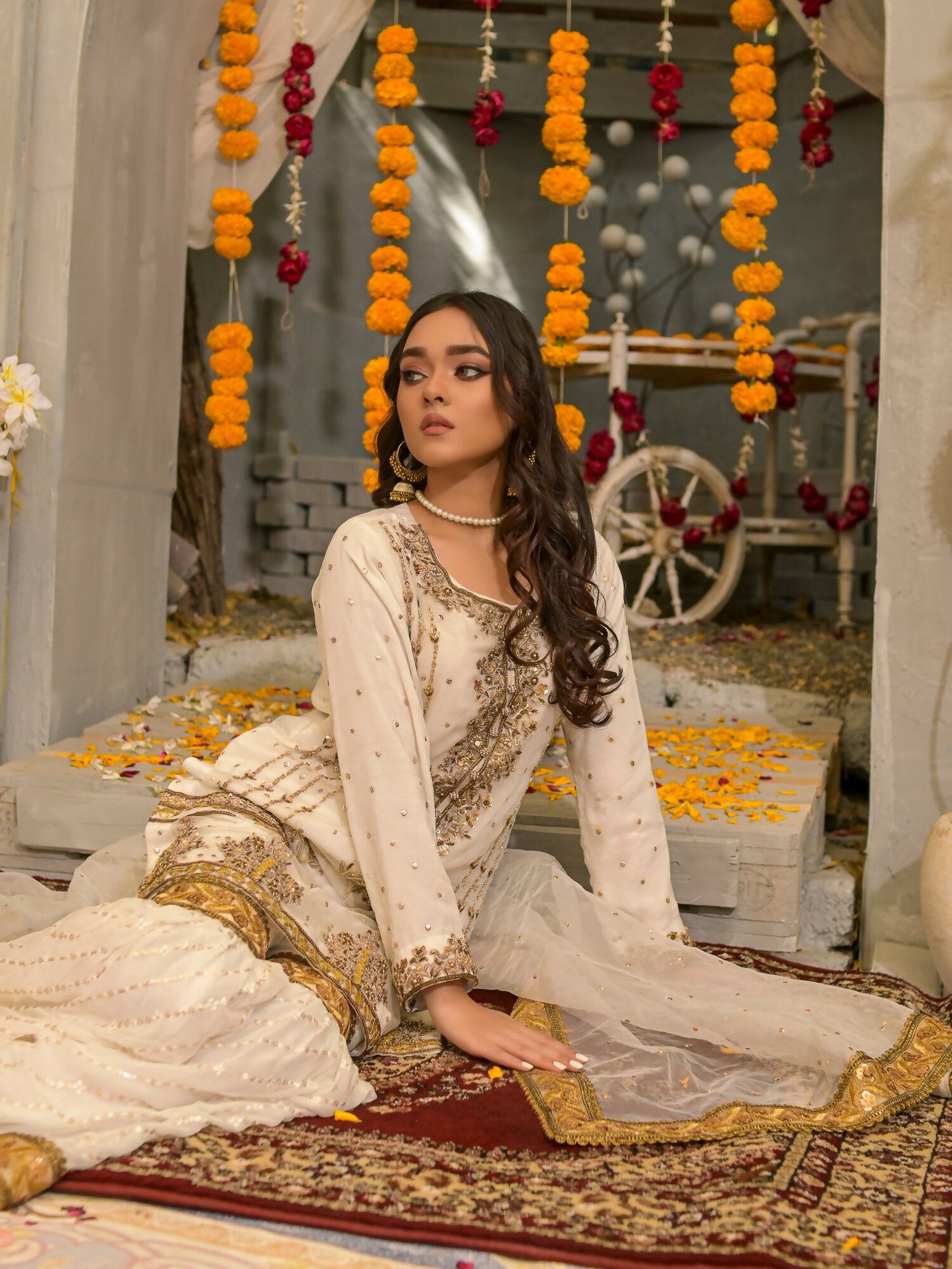 Ruby's Couture Poshak Chiffon Embellished Stitched Gharara-Atish