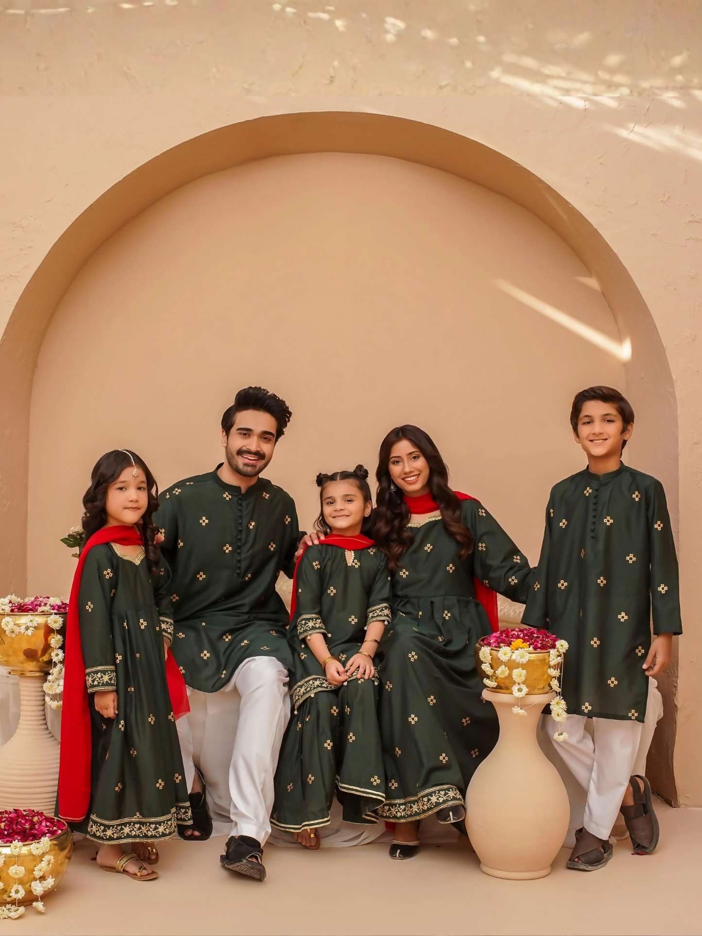 Kidoz Kloset Cotton Silk Printed Kurta Pajama-Emerald Aura-Men