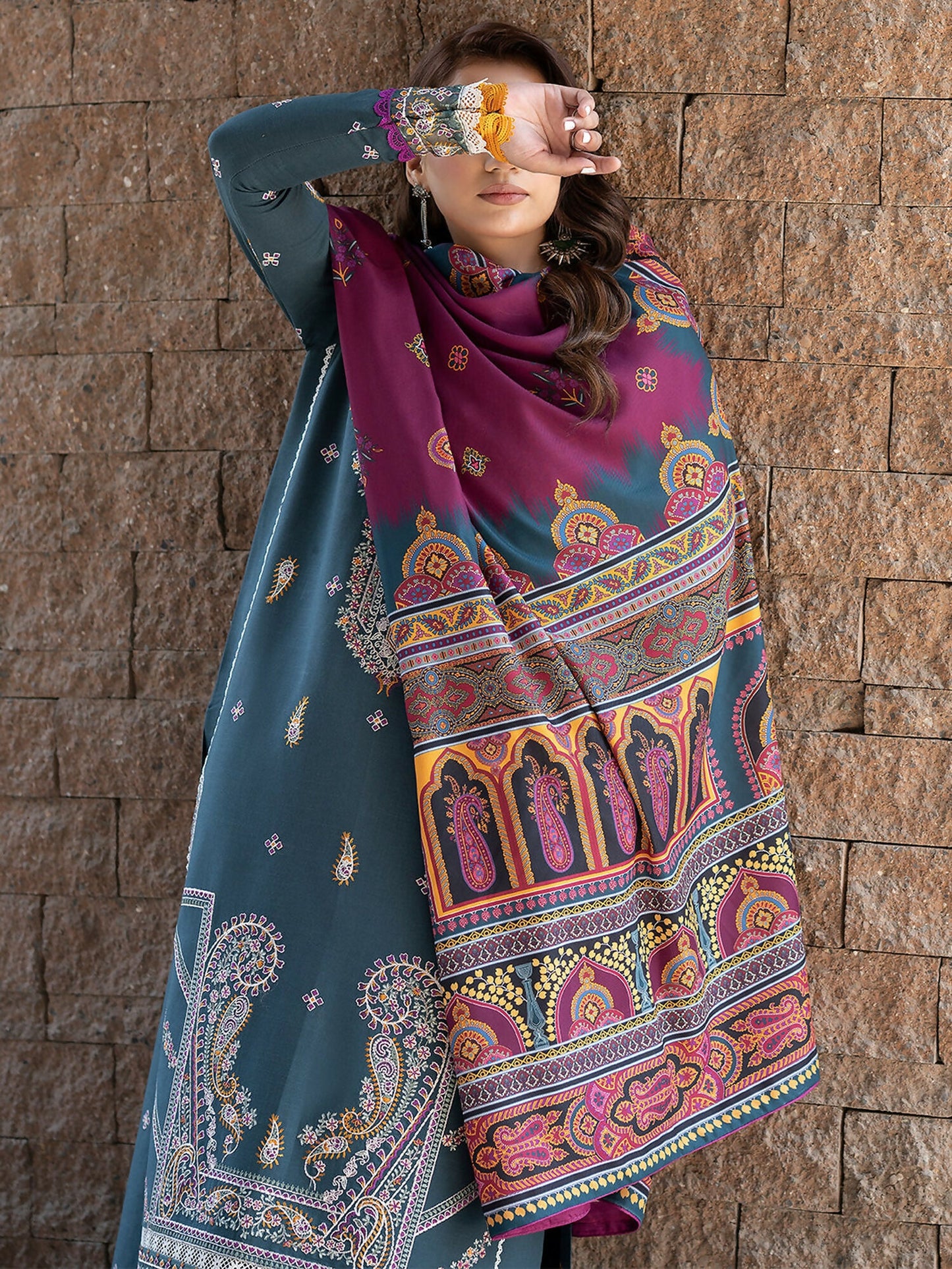 Binilyas Khaddar Embroidered Unstitched 3-Piece Suit-1913-A