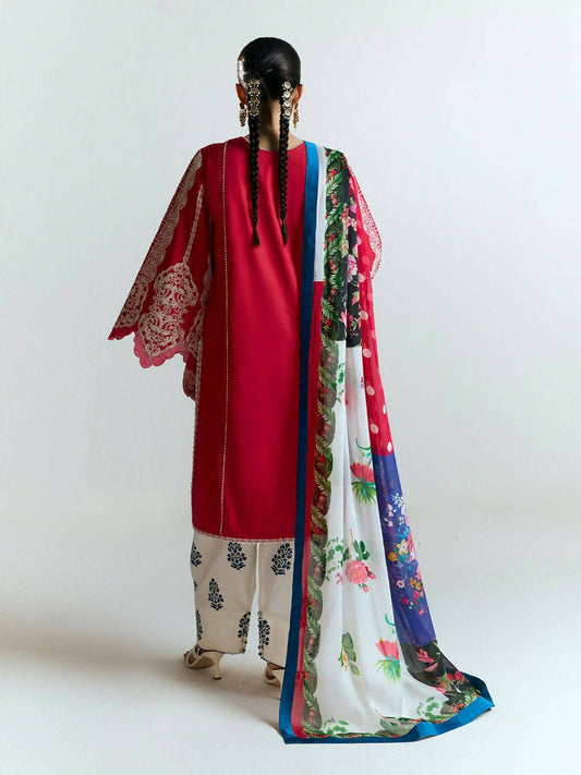 Jugnu by Hussain Rehar SS'25 Edit II Cotton Embroidered Unstitched 3-Piece Suit-Ahiti