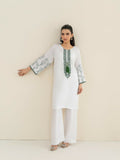 Stylish Collection Saya Pret Linen Embroidered 2-Piece Suit-Embellish White