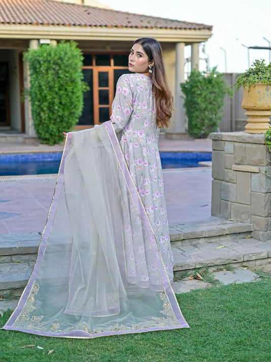 Farooq Hameed Studio Silk Embroidered Stitched 3-Piece Suit-Irana
