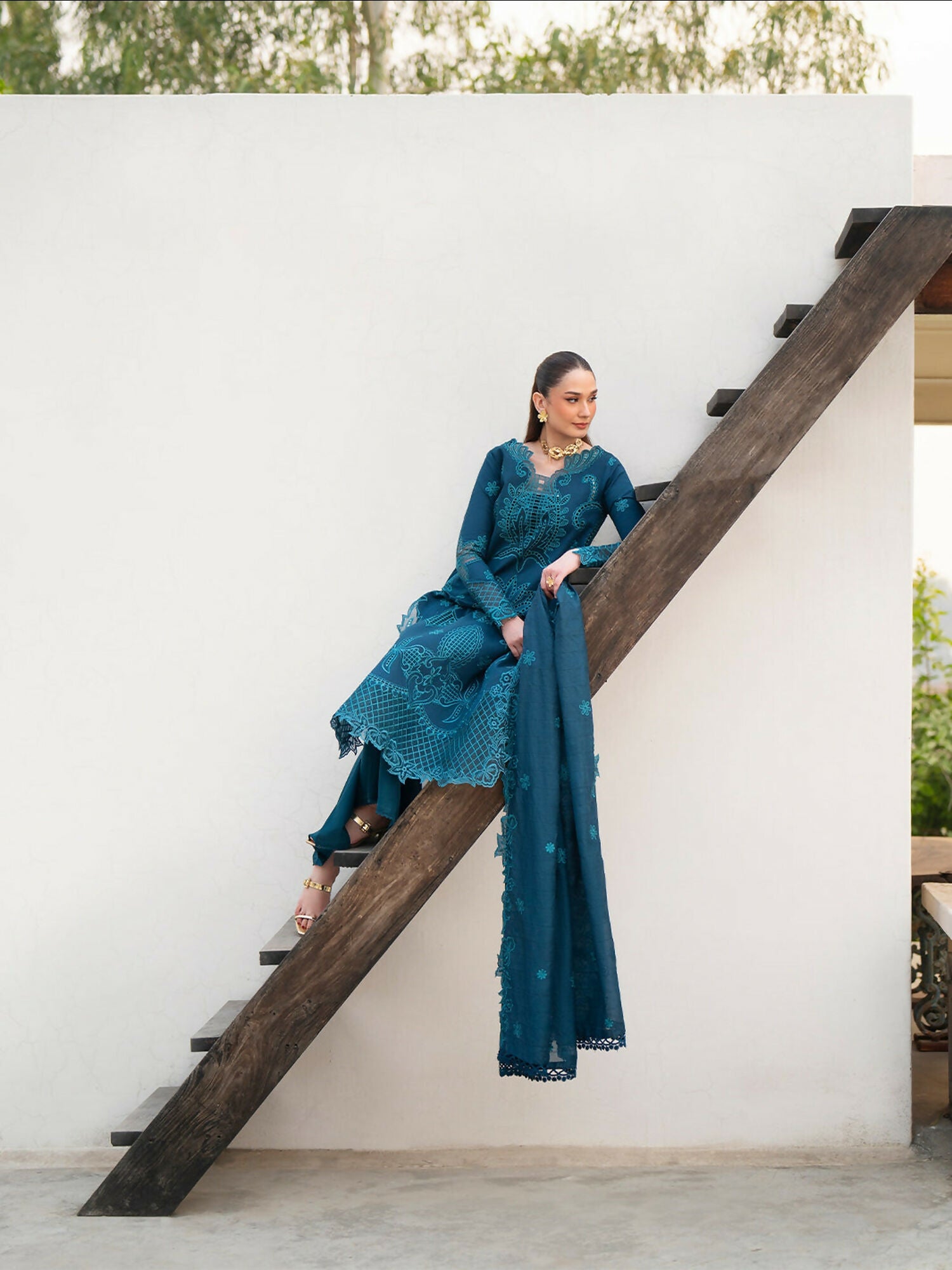 Mahnur Angan Lawn'26 Embroidered Stitched 3-Piece Suit-AN-014