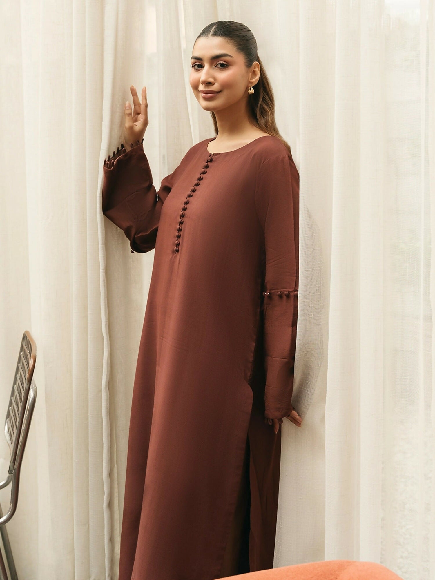 Mannat Clothing Suave Edit Raw Silk Co-Ord Set-Espresso