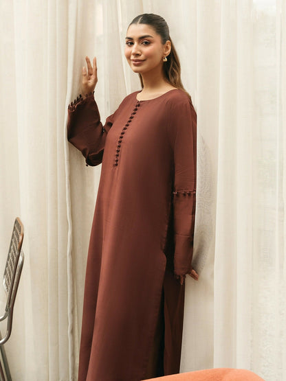 Mannat Clothing Suave Edit Raw Silk Co-Ord Set-Espresso