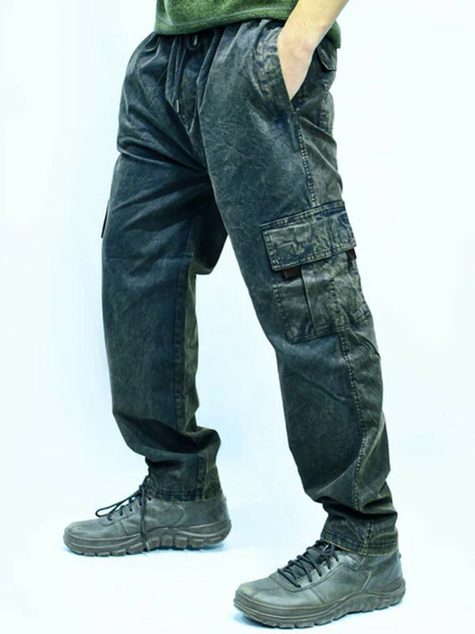 Jupiter Printed Expedition Acid Wash Cotton Cargo Trouser-14435