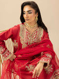 Shurooq Garden Of Dreams Silk Embellished Stitched 3-Piece Suit-Crimson