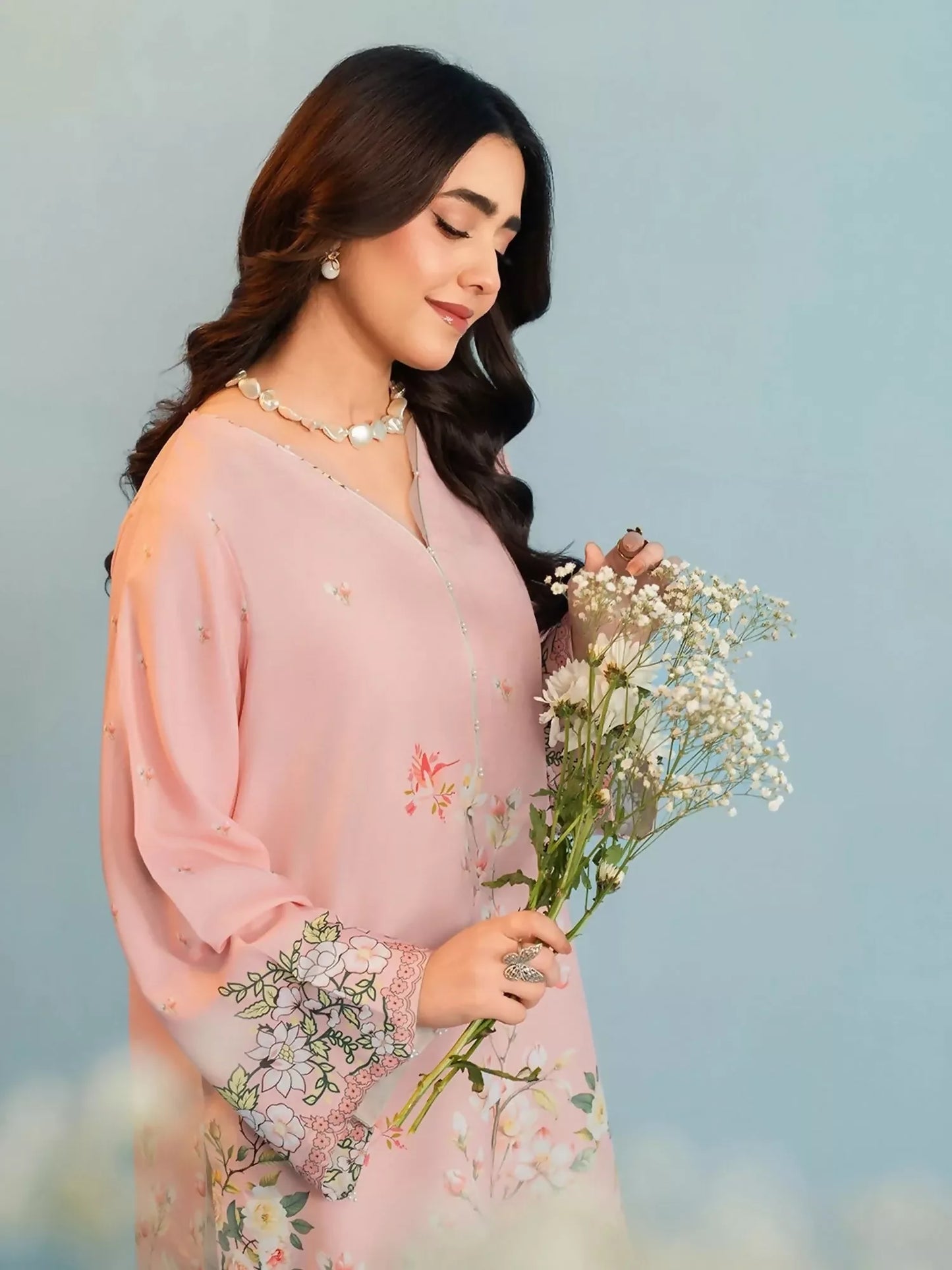Panache Apparel Dear Summer Silk Lawn Printed Stitched Suit-Bloom Side