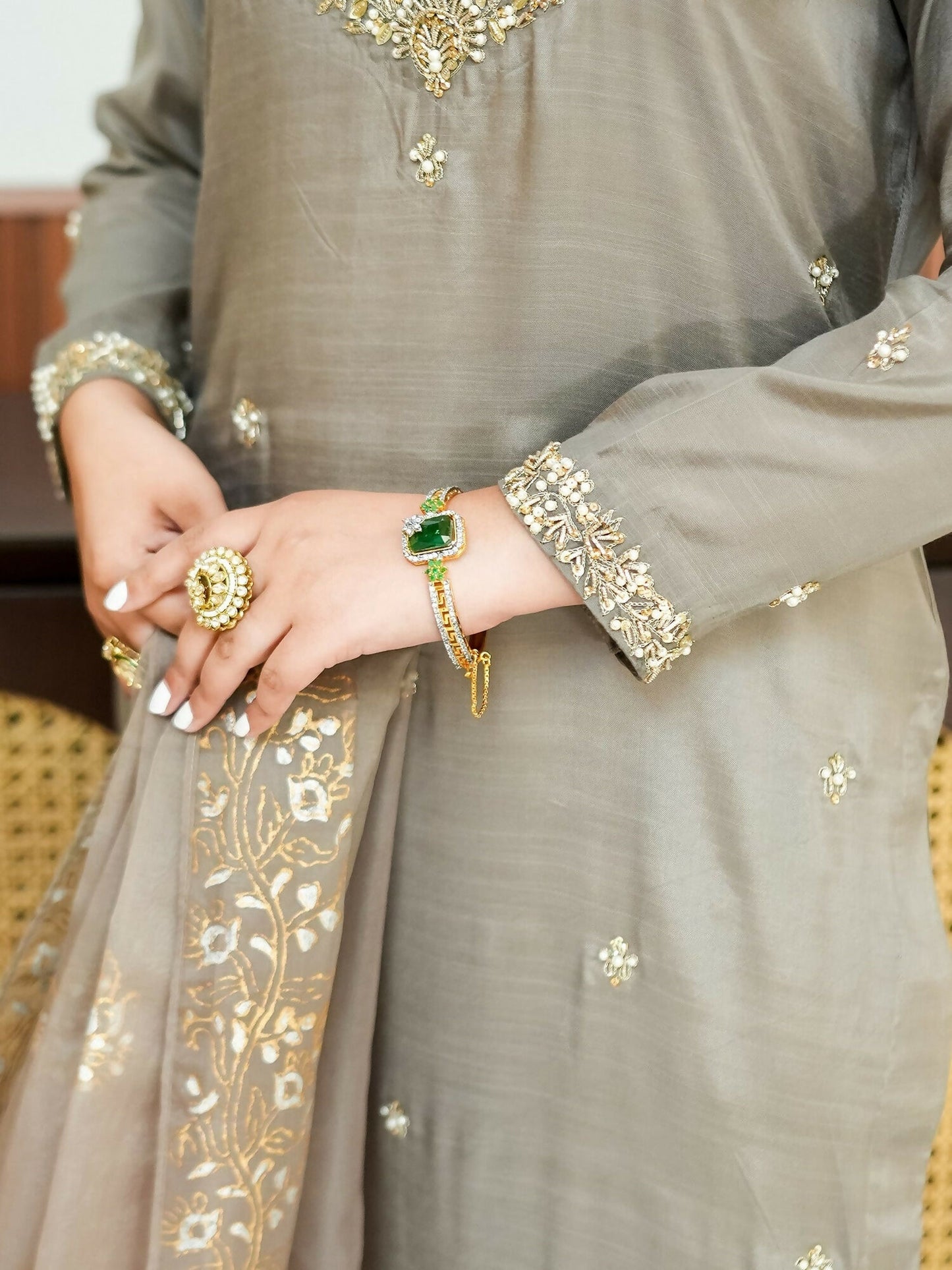 Allure By IH Fashion Calling Raw Silk Embellished Stitched 3-Piece Suit-Ruth