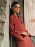 Mannat Clothing Suave Edit Raw Silk Co-Ord Set-Terracotta