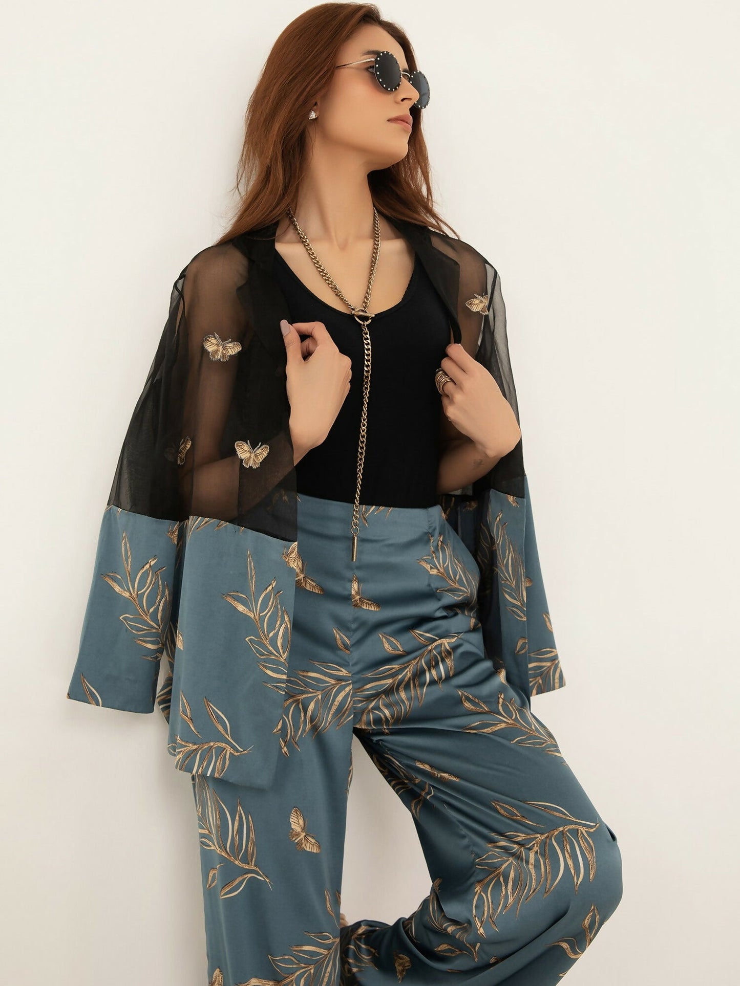 Shiza Hassan SH West Blended Silk Printed Co-Ord Set-Ciel