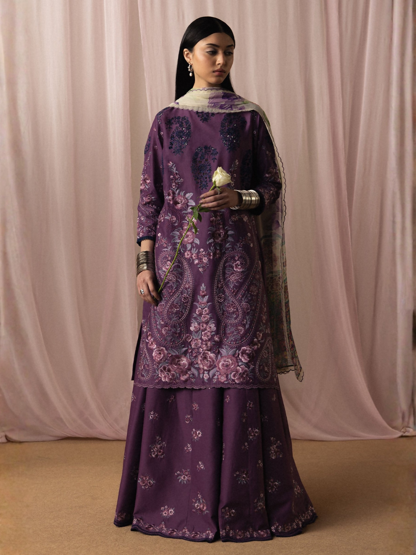 Zara ShahJahan Satori'26 Lawn Embroidered Unstitched 3-Piece Suit-Sumire-D2