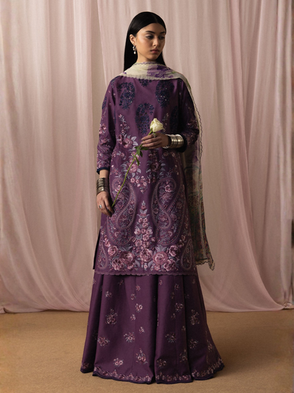 Zara ShahJahan Satori'26 Lawn Embroidered Unstitched 3-Piece Suit-Sumire-D2