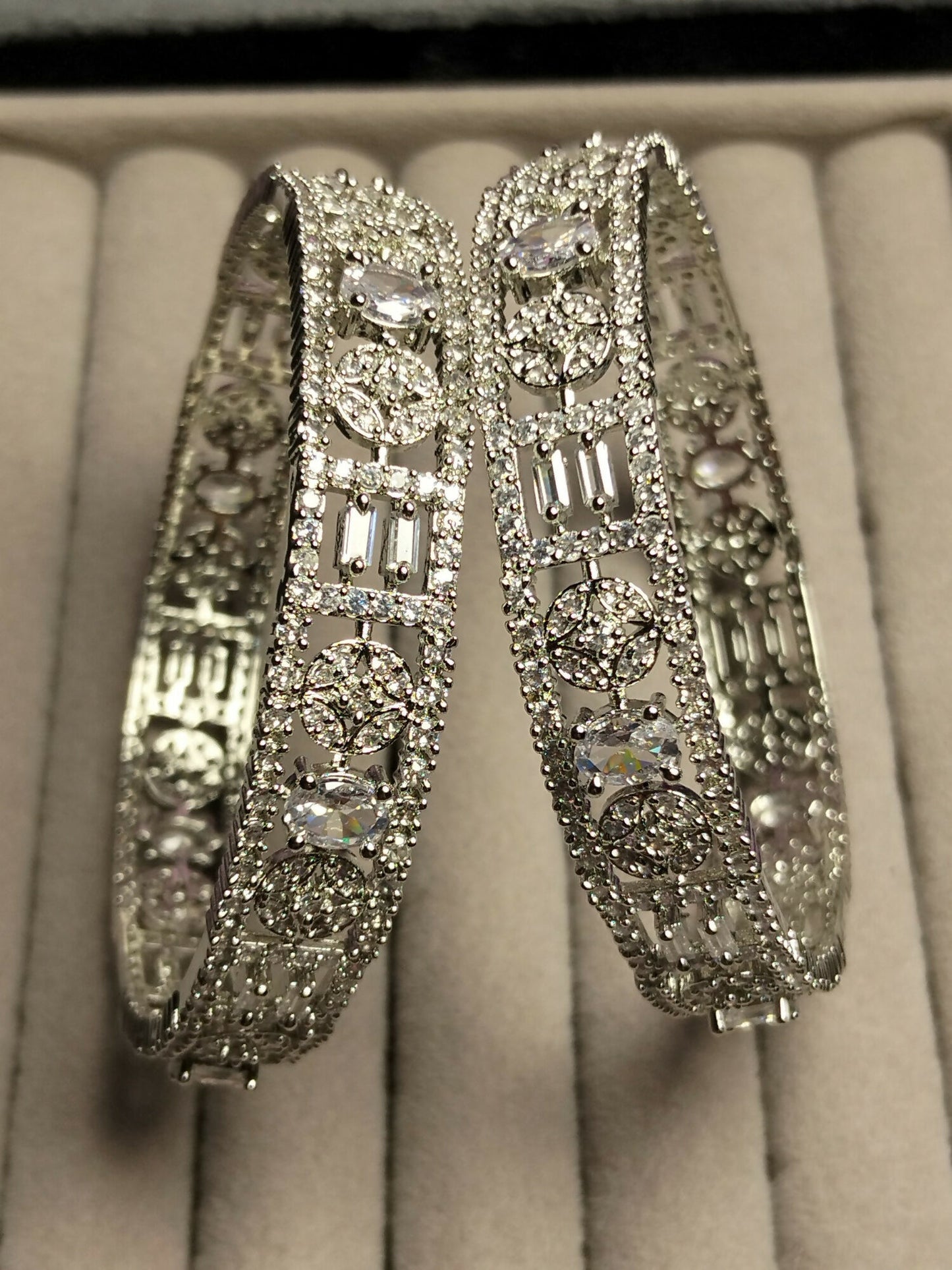 H&A Jewellery One Carat Silver Rhodium Plated Bangles