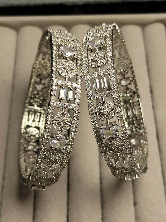 H&A Jewellery One Carat Silver Rhodium Plated Bangles