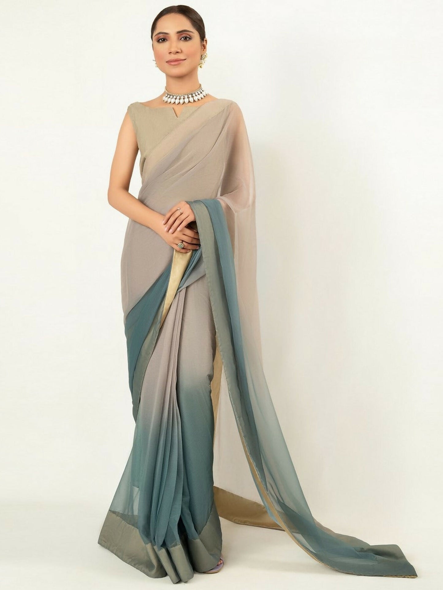 Imran Aftab Chiffon Printed Unstitched Saree-IASC 02