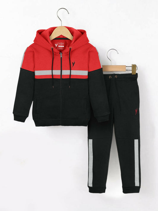 Red and Black Velvour Winter Tracksuit-#VWT15-A