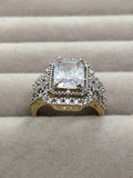 H&A Jewellery 18K Gold Polished Zircon Halo Ring-Dual tone