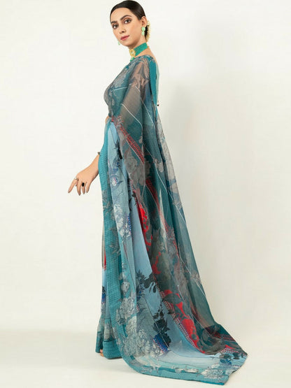 Imran Aftab Chiffon Printed Stitched Saree-IASC 03
